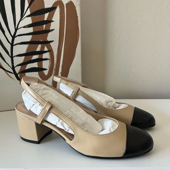NEW Tuckernuck FS/NY Black Baton Camel Nappa Leather Slingback Mules Size 6 - Picture 1 of 10